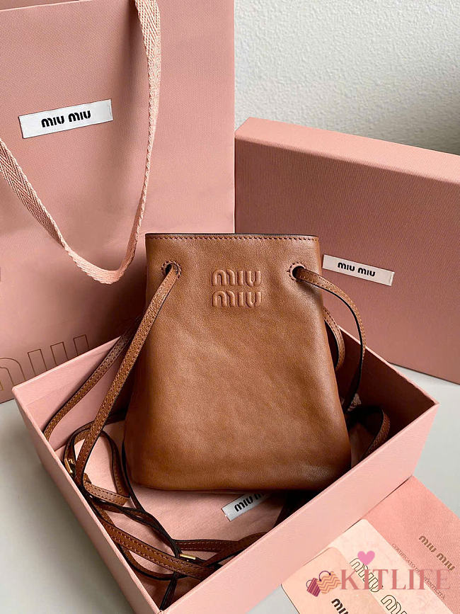 Kitlife Miu Miu Brown Nappa Leather Mini Bag 14×17×6cm - 1