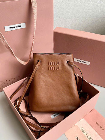 Kitlife Miu Miu Brown Nappa Leather Mini Bag 14×17×6cm
