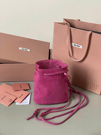 Kitlife Miu Miu Pink Suede Leather Mini Bag 14×17×6cm 