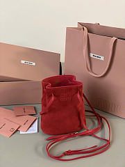 Kitlife Miu Miu Red Suede Leather Mini Bag 14×17×6cm - 1