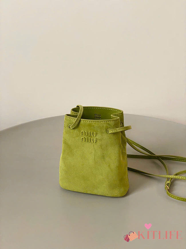 Kitlife Miu Miu Green Suede Leather Mini Bag 14×17×6cm - 1