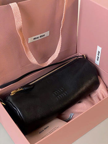 Kitlife Miu Miu Black Nappa Leather Pouch 22×9×9cm