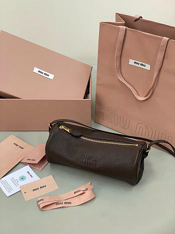 Kitlife Miu Miu Dark Brown Nappa Leather Pouch 22×9×9cm