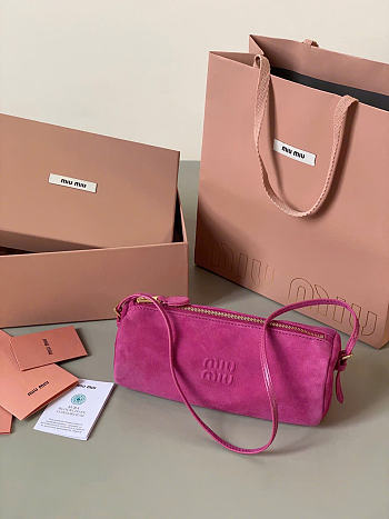 Kitlife Miu Miu Pink Suede Leather Pouch 22×9×9cm