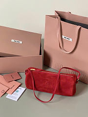 Kitlife Miu Miu Red Suede Leather Pouch 22×9×9cm - 1