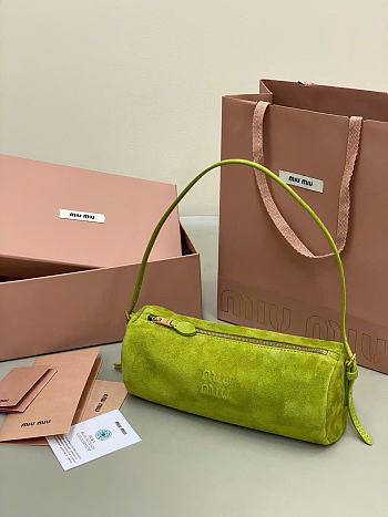 Kitlife Miu Miu Green Suede Leather Pouch 22×9×9cm