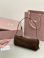 Kitlife Miu Miu Dark Brown Suede Leather Pouch 22×9×9cm  - 1