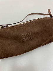 Kitlife Miu Miu Dark Brown Suede Leather Pouch 22×9×9cm  - 4