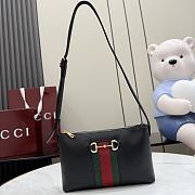 Kitlife Gucci Horsebit Web Small Shoulder Bag Black Soft Leather ‎867130 20x12.5x4.5cm - 1