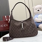 Kitlife Gucci Jackie 1961 Medium Shoulder Bag Dark Brown GG Canvas 863136 31.5x22x4.5cm - 1