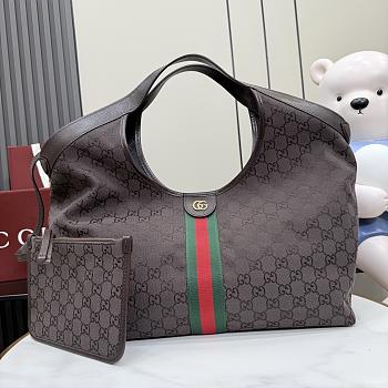 Kitlife Gucci Giglio Large Tote Bag Dark Brown GG Canvas ‎853971 60x47x16cm