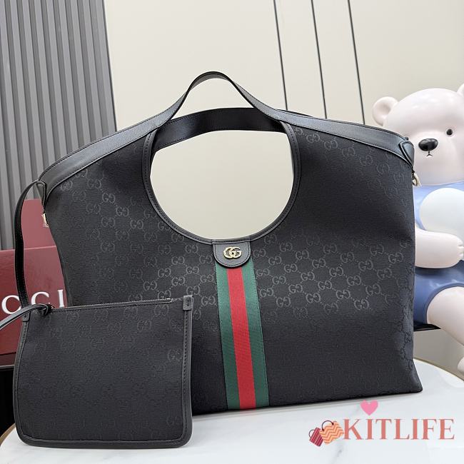 Kitlife Gucci Giglio Large Tote Bag Black GG Canvas ‎853971 60x47x16cm - 1