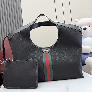 Kitlife Gucci Giglio Large Tote Bag Black GG Canvas ‎853971 60x47x16cm