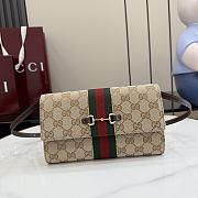 Kitlife Gucci Horsebit Web Wallet With Strap Sand & Brown GG Canvas 867120 21x12.5x4cm - 1