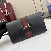 Kitlife Gucci Horsebit Web Wallet With Strap Black Leather 867120 21x12.5x4cm - 1