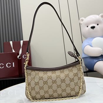 Kitlife Gucci Gossip Small Shoulder Bag Sand & Dark Brown GG Canvas 875847 21x 11.5x3cm