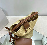 Kitlife Celine Medium Louise Bucket In Raffia Aand Calfskin in Natural/Tan 123152 23.5x24x16cm - 2