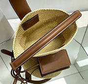 Kitlife Celine Medium Louise Bucket In Raffia Aand Calfskin in Natural/Tan 123152 23.5x24x16cm - 3