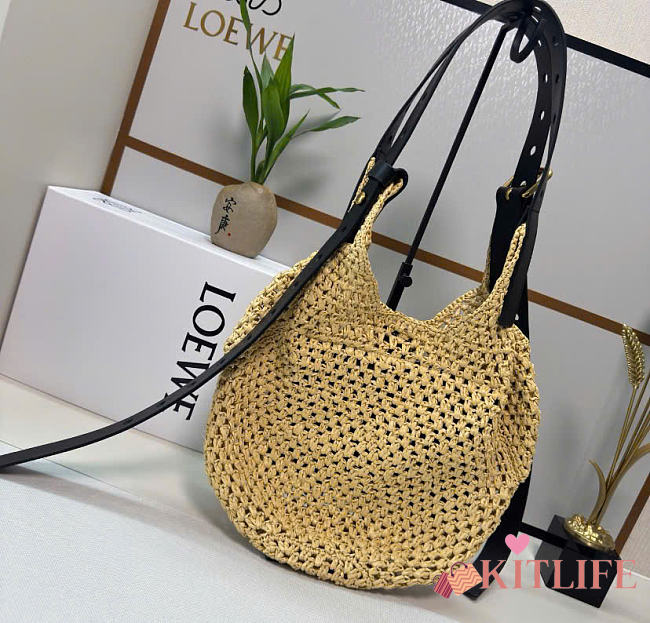 Kitliffe Loewe Small Punch Hole Hobo Bag Natural 34x22x24cm - 1