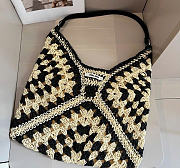 Kitlife Miu Miu Ariel Raffia Hobo Bag Black Multicolor 54x36cm - 5