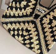 Kitlife Miu Miu Ariel Raffia Hobo Bag Black Multicolor 54x36cm - 6