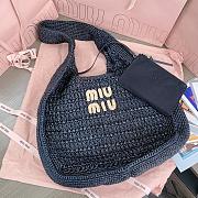 Kitlife Miu Miu Raffia Effect Woven Hobo Bag Black 5BC164 42.5x32x9cm  - 1