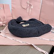 Kitlife Miu Miu Raffia Effect Woven Hobo Bag Black 5BC164 42.5x32x9cm  - 6