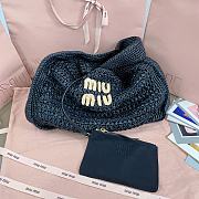 Kitlife Miu Miu Raffia Effect Woven Hobo Bag Black 5BC164 42.5x32x9cm  - 5