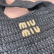 Kitlife Miu Miu Raffia Effect Woven Hobo Bag Black 5BC164 42.5x32x9cm  - 4