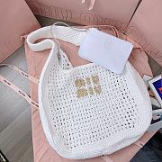 Kitlife Miu Miu Raffia Effect Woven Hobo Bag White 5BC164 42.5x32x9cm  - 1
