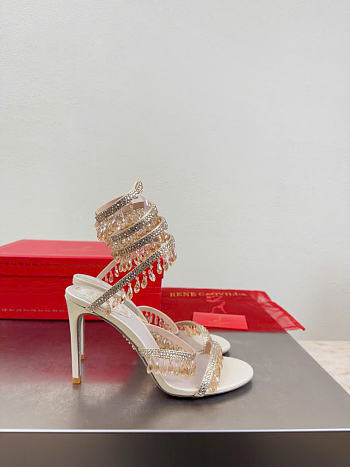 Kitlife Rene Caovilla Chandelier Beige Sandals 105mm 