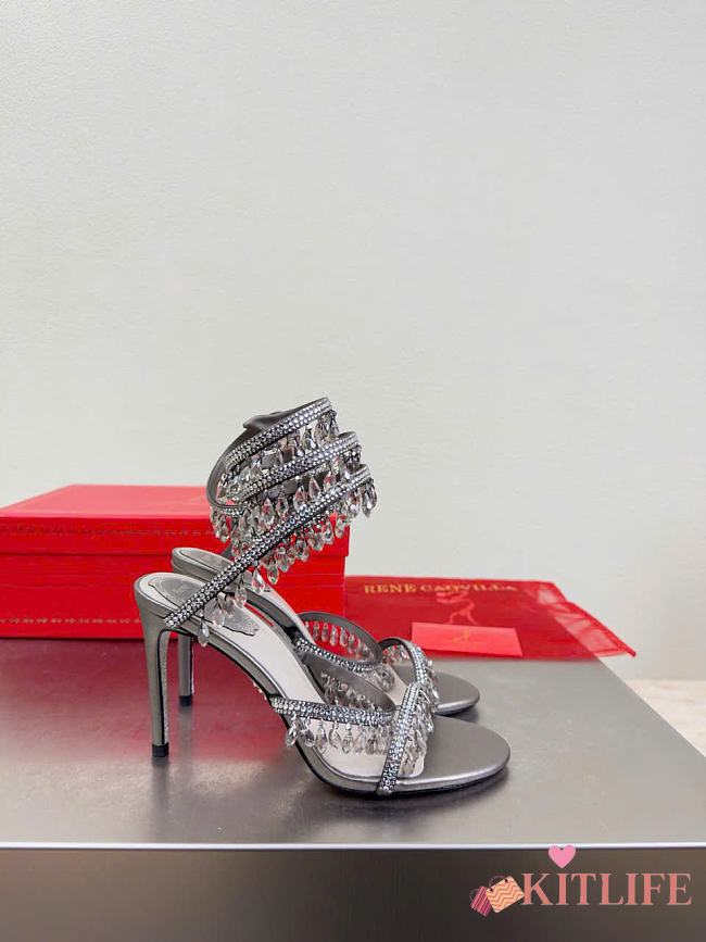 Kitlife Rene Caovilla Chandelier Silver Sandals 105mm  - 1