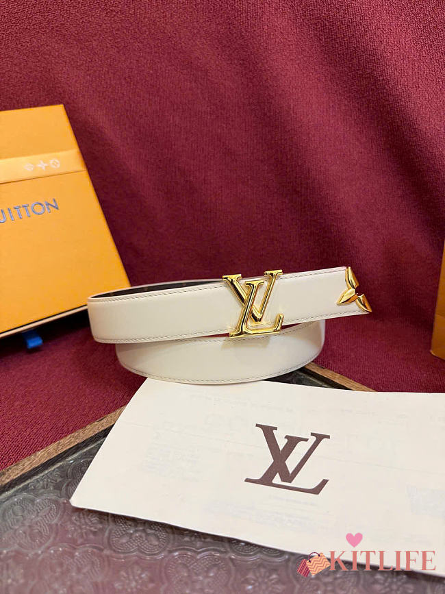 Kitlife Louis Vuitton Pretty 30mm Reversible Belt White - 1