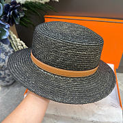 Kitlife Hermes Straw Flat-top Hat Black & Brown  - 3