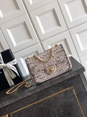 Kitlife Chanel Gemstones, Artificial Pearls & Gold-plated Metal Bag Black, Pink, Pearl White & Gold 20cm