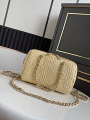 Kitlife Chanel 26P Bowling Bag Beige Braided Raffia & Gold-Tone Metal AS4474 11.5x18.5x11cm - 5