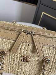 Kitlife Chanel 26P Bowling Bag Beige Braided Raffia & Gold-Tone Metal AS4474 11.5x18.5x11cm - 4