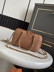 Kitlife Chanel 26P Bowling Bag Dark Brown Braided Raffia & Gold-Tone Metal AS4474 11.5x18.5x11cm  - 1