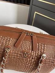 Kitlife Chanel 26P Bowling Bag Dark Brown Braided Raffia & Gold-Tone Metal AS4474 11.5x18.5x11cm  - 4