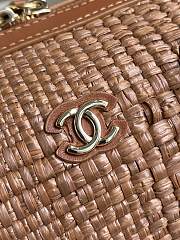 Kitlife Chanel 26P Bowling Bag Dark Brown Braided Raffia & Gold-Tone Metal AS4474 11.5x18.5x11cm  - 3