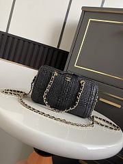 Kitlife Chanel 26P Bowling Bag Black Braided Raffia & Gold-Tone Metal AS4474 11.5x18.5x11cm  - 1