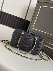 Kitlife Chanel 26P Bowling Bag Black Braided Raffia & Gold-Tone Metal AS4474 11.5x18.5x11cm  - 6