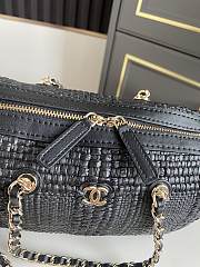 Kitlife Chanel 26P Bowling Bag Black Braided Raffia & Gold-Tone Metal AS4474 11.5x18.5x11cm  - 3