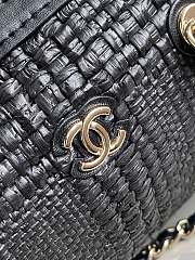 Kitlife Chanel 26P Bowling Bag Black Braided Raffia & Gold-Tone Metal AS4474 11.5x18.5x11cm  - 2