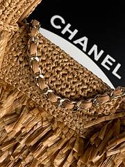 Kitlife Chanel Kelly Raffia Fringe, Wool & Gold-tone Metal Bag Dark Beige AS4416 13x19x7cm - 3