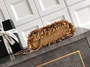 Kitlife Chanel Kelly Raffia Fringe, Wool & Gold-tone Metal Bag Dark Beige AS4416 13x19x7cm - 4
