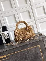 Kitlife Chanel Kelly Raffia Fringe, Wool & Gold-tone Metal Bag Dark Beige AS4416 13x19x7cm - 5