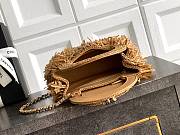 Kitlife Chanel Kelly Raffia Fringe, Wool & Gold-tone Metal Bag Dark Beige AS4416 13x19x7cm - 6