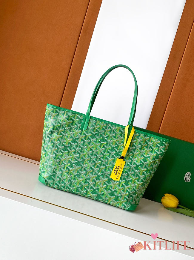 Kitlife Goyard Artois Medium Zipper Tote Bag Green 30x17x50cm - 1