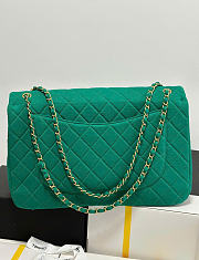 Kitlife Chanel Extra Large Classic Flap Bag Green Fabric 40x26x12cm - 6